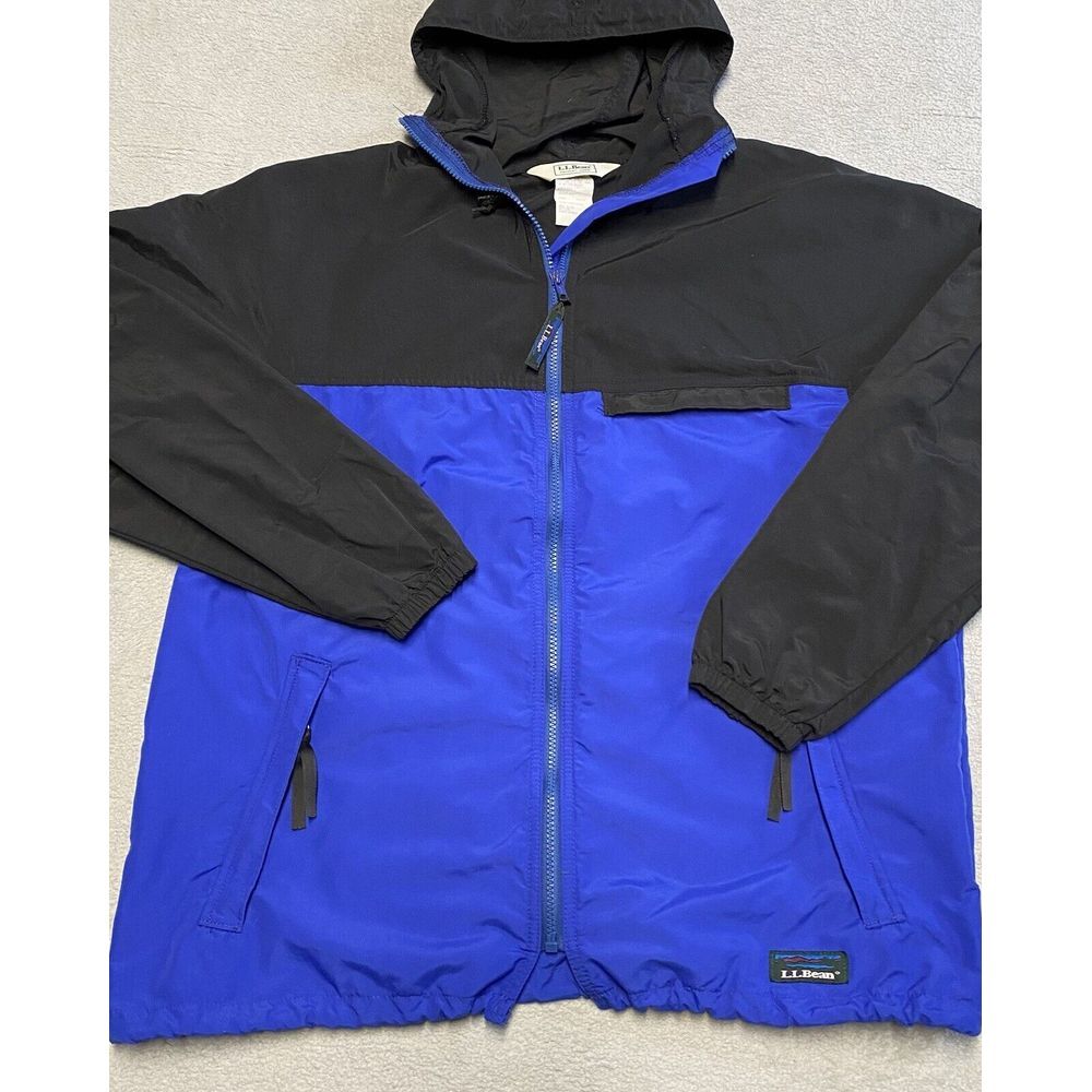 Vintage LL Bean Windbreaker Jacket Women's‎ Large Nylon Zip Pockets Hood 90s USA